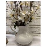 Ironstone White Pitcher and Angel Figurine