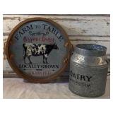 Decorative Tray and Tin Pail