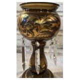 Antique Bohemian Smoky Glass Mantel Lusters
