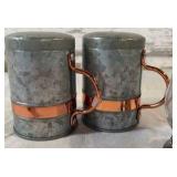 Metal and Brass Salt and Pepper Shakers, Pewter Sugar Bowl