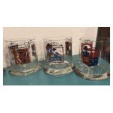 Vintage Set of 6 White Horse Cellar Glasses