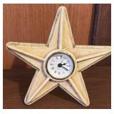 Vintage Bulova Mantel Clock and Metal Star Framed Clock
