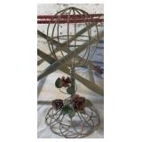 Luggage Rack, Floral Pillow, Wig/Hat Stand, Amberina Glass Shoes