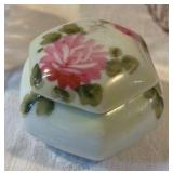 1940s Ruby Powder Dish, Trinket Containers and Brass Photo Frame