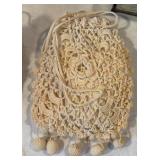 Elegant Planter, Metal Wall Pocket, Victorian Crochet Reticule. Glass Trinket Box