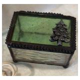 Elegant Planter, Metal Wall Pocket, Victorian Crochet Reticule. Glass Trinket Box