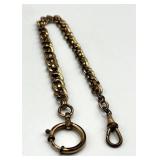Watch Fob Chain - Gold-Tone, 11" Long, 0.25" Wide with Ring & Clip