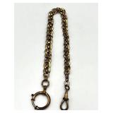 Watch Fob Chain - Gold-Tone, 11" Long, 0.25" Wide with Ring & Clip