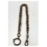 Watch Fob Chain - Gold-Tone, 11" Long, 0.25" Wide with Ring & Clip
