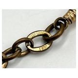 Watch Fob Chain - Gold-Tone, 11" Long, 0.25" Wide with Ring & Clip
