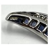 Sapphire & Diamond Look Pendant 1 in x 0.25 in - Sterling Silver 925