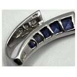 Sapphire & Diamond Look Pendant 1 in x 0.25 in - Sterling Silver 925