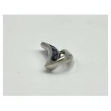 Sapphire & Diamond Look Pendant 1 in x 0.25 in - Sterling Silver 925