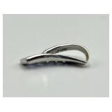 Sapphire & Diamond Look Pendant 1 in x 0.25 in - Sterling Silver 925
