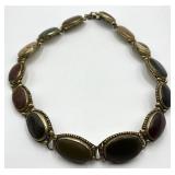 Bezel-Set Oval Cabochon Stone Necklace - 27in Length