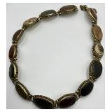 Bezel-Set Oval Cabochon Stone Necklace - 27in Length