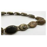 Bezel-Set Oval Cabochon Stone Necklace - 27in Length