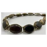 Bezel-Set Oval Cabochon Stone Necklace - 27in Length