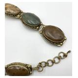 Bezel-Set Oval Cabochon Stone Necklace - 27in Length