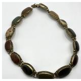 Bezel-Set Oval Cabochon Stone Necklace - 27in Length