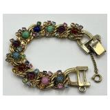 Kafin Stone Bracelet - 7.25 in L x 0.75 in W - Gold Tone with Multicolor Gemstones