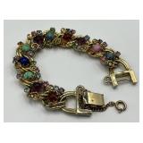 Kafin Stone Bracelet - 7.25 in L x 0.75 in W - Gold Tone with Multicolor Gemstones
