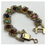 Kafin Stone Bracelet - 7.25 in L x 0.75 in W - Gold Tone with Multicolor Gemstones