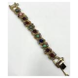 Kafin Stone Bracelet - 7.25 in L x 0.75 in W - Gold Tone with Multicolor Gemstones