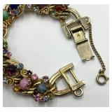 Kafin Stone Bracelet - 7.25 in L x 0.75 in W - Gold Tone with Multicolor Gemstones