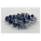 Bead Brooch Pin - Blue Crystal Teardrop Cluster, 2.75 x 3 in