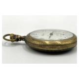 Perfection Pocket Watch - Ornate Engraved Gold-Tone Case, 3 in Long x 2 in Diameter