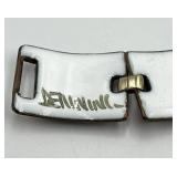 Signed Art Enamel Bracelet - 7 inch Length, Pale Blue Cabochon Squares