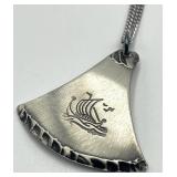 Buodd-Tinn Pewter Pendant Necklace - 9 inch Chain, 1.25 x 1.25 in Pendant