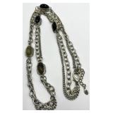 18-Inch Sage Green Gemstone Bezel Necklace - Sterling Silver Chains, 1 x 0.75 Inch Cabochons