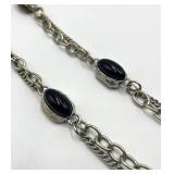 18-Inch Sage Green Gemstone Bezel Necklace - Sterling Silver Chains, 1 x 0.75 Inch Cabochons