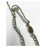 18-Inch Sage Green Gemstone Bezel Necklace - Sterling Silver Chains, 1 x 0.75 Inch Cabochons