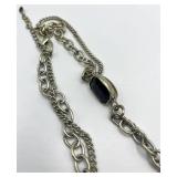 18-Inch Sage Green Gemstone Bezel Necklace - Sterling Silver Chains, 1 x 0.75 Inch Cabochons