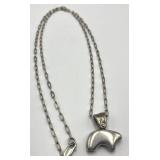 Sterling Silver Bear Pendant Necklace - 14.5 in Chain, Pendant 1.25 x 1 x 0.25 in