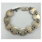 Mexican 950 Silver Black Onyx Bracelet - 8 in Long, 0.75 in Discs