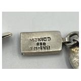 Mexican 950 Silver Black Onyx Bracelet - 8 in Long, 0.75 in Discs