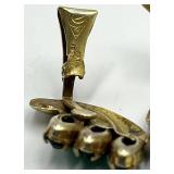 Green Rhinestone Clip-On Earrings - Gold-Tone, 1 x 0.75 in - Vintage