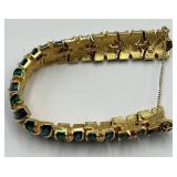 Panetta Green Enamel Bracelet - 3 in L x 0.75 in W - Gold Tone with Diamond Accents