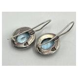 Silpada 925 Sterling Silver Bezel Topaz Hook Earrings - 1.25 in Length, Blue Topaz
