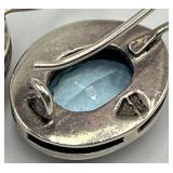 Silpada 925 Sterling Silver Bezel Topaz Hook Earrings - 1.25 in Length, Blue Topaz