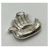 Sterling Silver Viking Ship Pendant 0.75 x 1 in