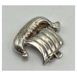 Sterling Silver Viking Ship Pendant 0.75 x 1 in