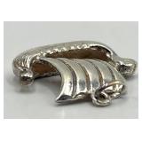 Sterling Silver Viking Ship Pendant 0.75 x 1 in