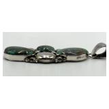 Royston Turquoise Sterling Silver Pendant - 4 in L x 1.25 in W