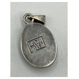 Turquoise Mexican 925 Pendant - Oval Turquoise Cabochon 1 x 0.75 in, Sterling Silver