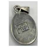 Turquoise Mexican 925 Pendant - Oval Turquoise Cabochon 1 x 0.75 in, Sterling Silver